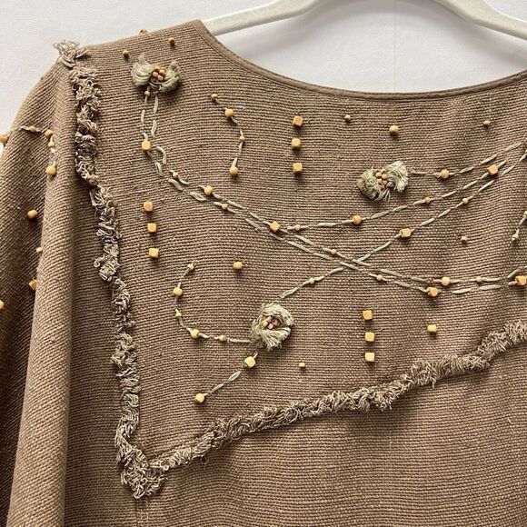 Mercedes &Ā Adrienne Vintageā100% Raw Silk Woven Blouse Embroidered Unique Sizeā8 - Picture 7 of 11